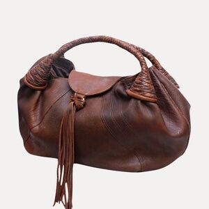 Italian Leather Hobo Handbag | Brown Pebbled Leather, Handmade